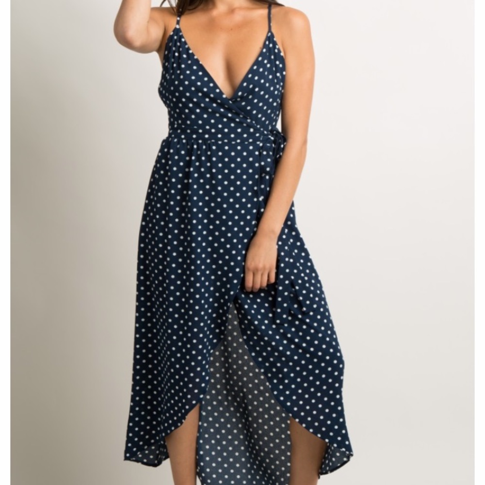 Pinkblush navy and white polka dot dress
